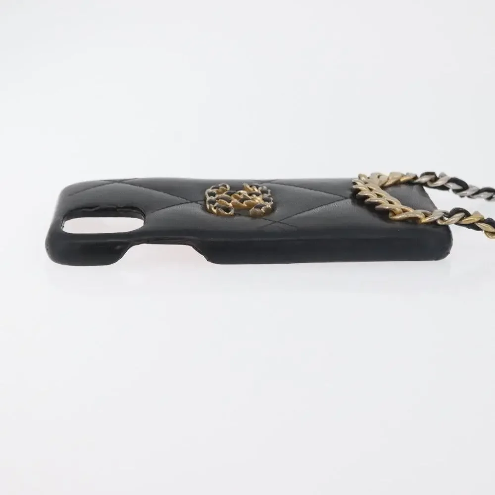 Chanel Matelasse Lambskin Chain Iphone Case Shoulder Bag Black